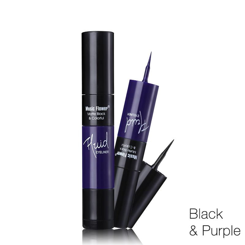 Music Flower Matte Black & Colorful 2 In 1 Waterproof Liquid Eyeliner Pen Makeup Fast Dry Smooth Long Lasting Charm Eyes Liner - V.I.P Digital Presence