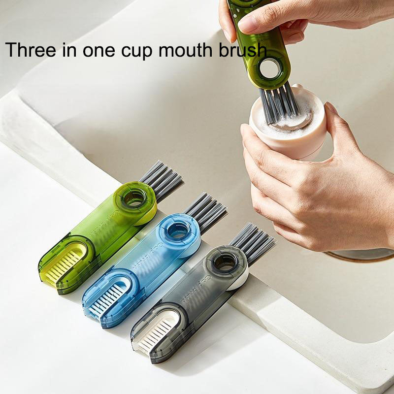 Vacuum cup brush cleaning cup, water cup mouth, milk bottle, multifunctional cleaning cup lid, tea cup, three in one gap brush t - V.I.P Digital Presence