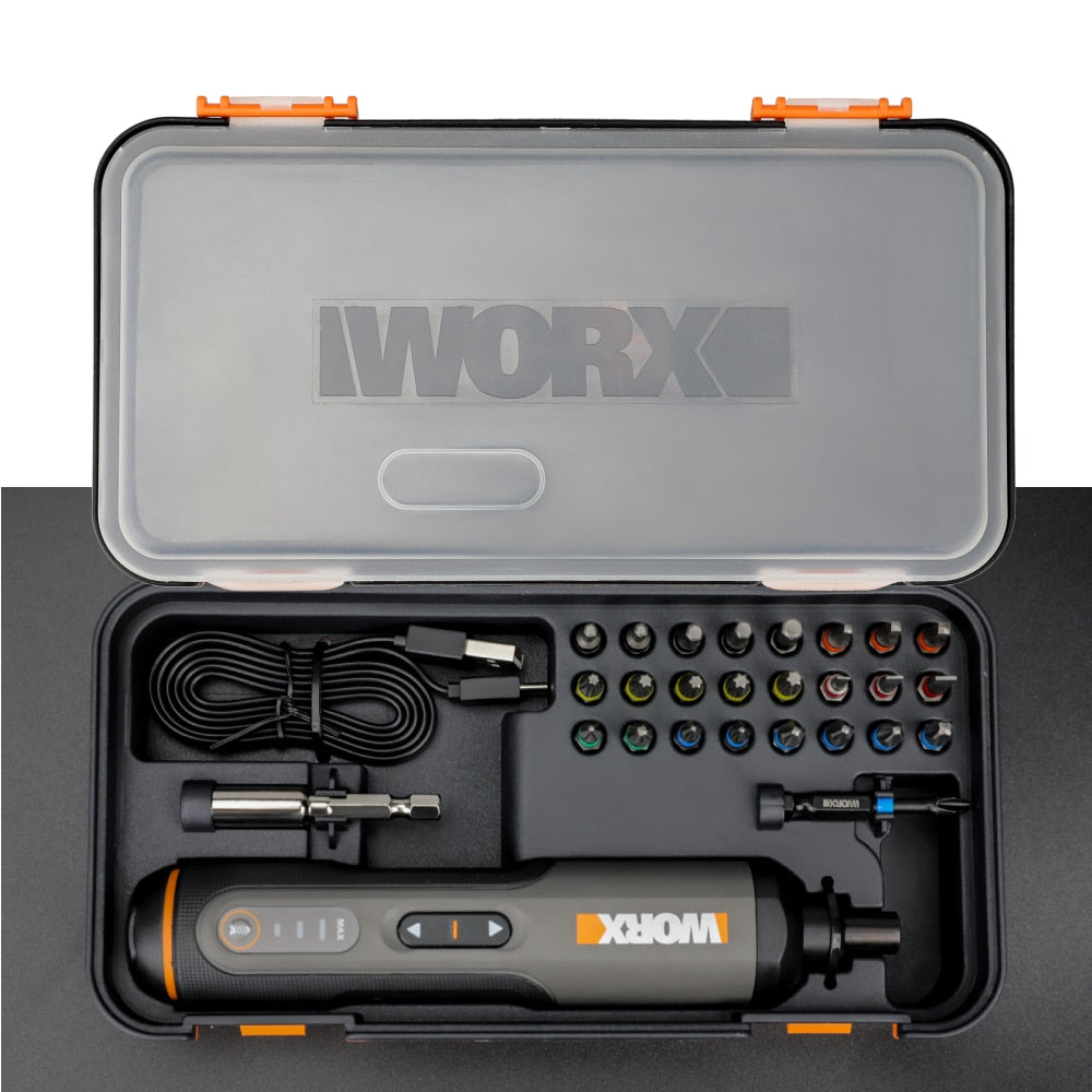 Worx 4V Mini Electrical Screwdriver Set WX240 Smart Cordless Electric Screwdrivers USB Rechargeable Handle with 26 Bit Set Drill - V.I.P Digital Presence