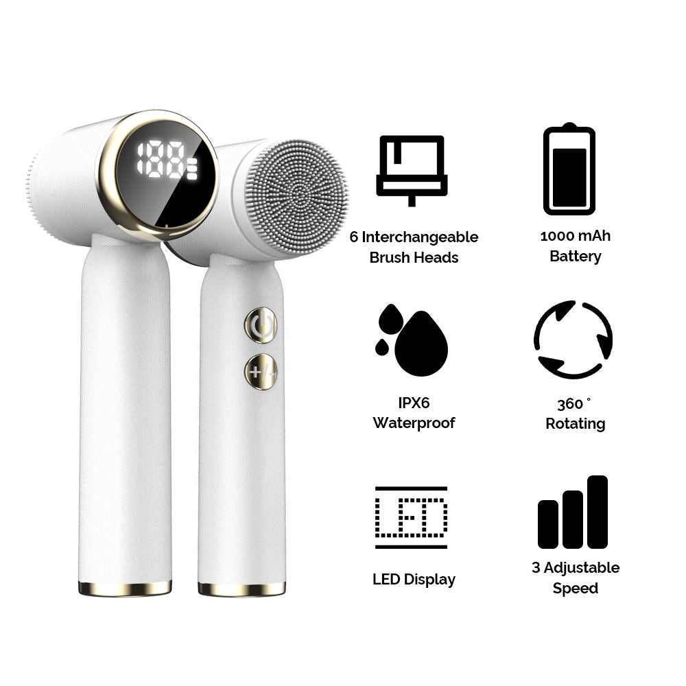 6-In-1 Hot And Cold Facial Cleanser Display Cleansing Brush Ultrasonic Facial Cleanser Pore Cleaning Silicone Beauty Instrument - V.I.P Digital Presence