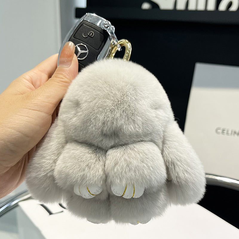 Cute Rex Rabbit Fur Doll Bunny Car Keychain Pendant Mini Bag Plush Dead Ornament Rabbit - V.I.P Digital Presence