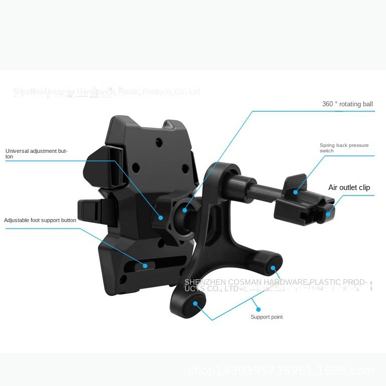 Long Rod Automatic Lock Car Phone Holder Telescopic Suction Cup Mount for Car Air Vent Lazy Live Streaming - V.I.P Digital Presence