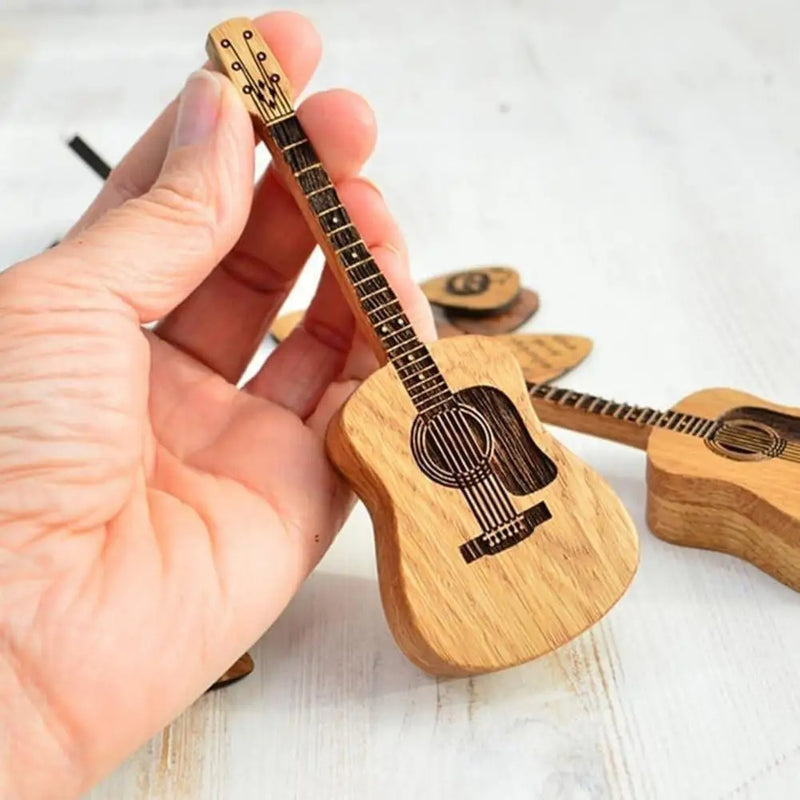 Wooden Acoustic Guitar Pick Box with Stand Smooth Edge Burr-Free Portable Handcrafted Guitar Picks Storage Container - V.I.P Digital Presence
