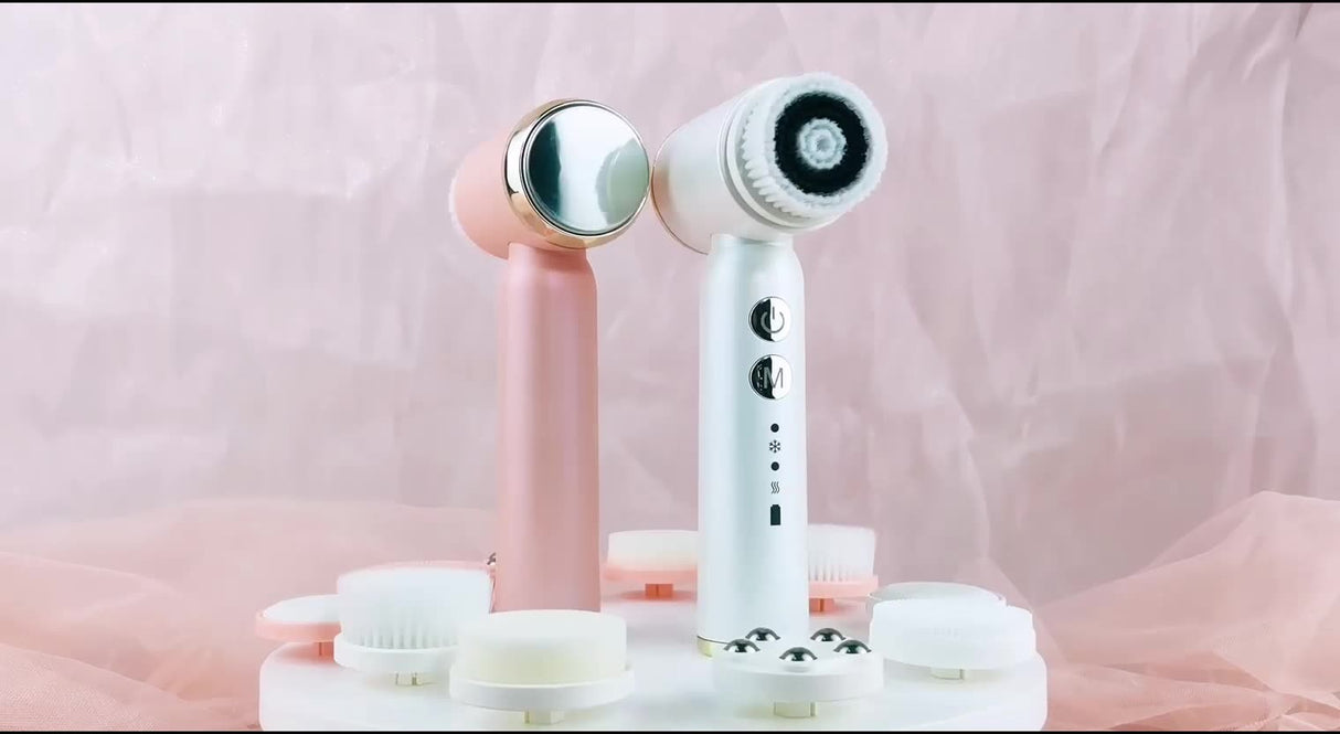 6-In-1 Hot And Cold Facial Cleanser Display Cleansing Brush Ultrasonic Facial Cleanser Pore Cleaning Silicone Beauty Instrument - V.I.P Digital Presence