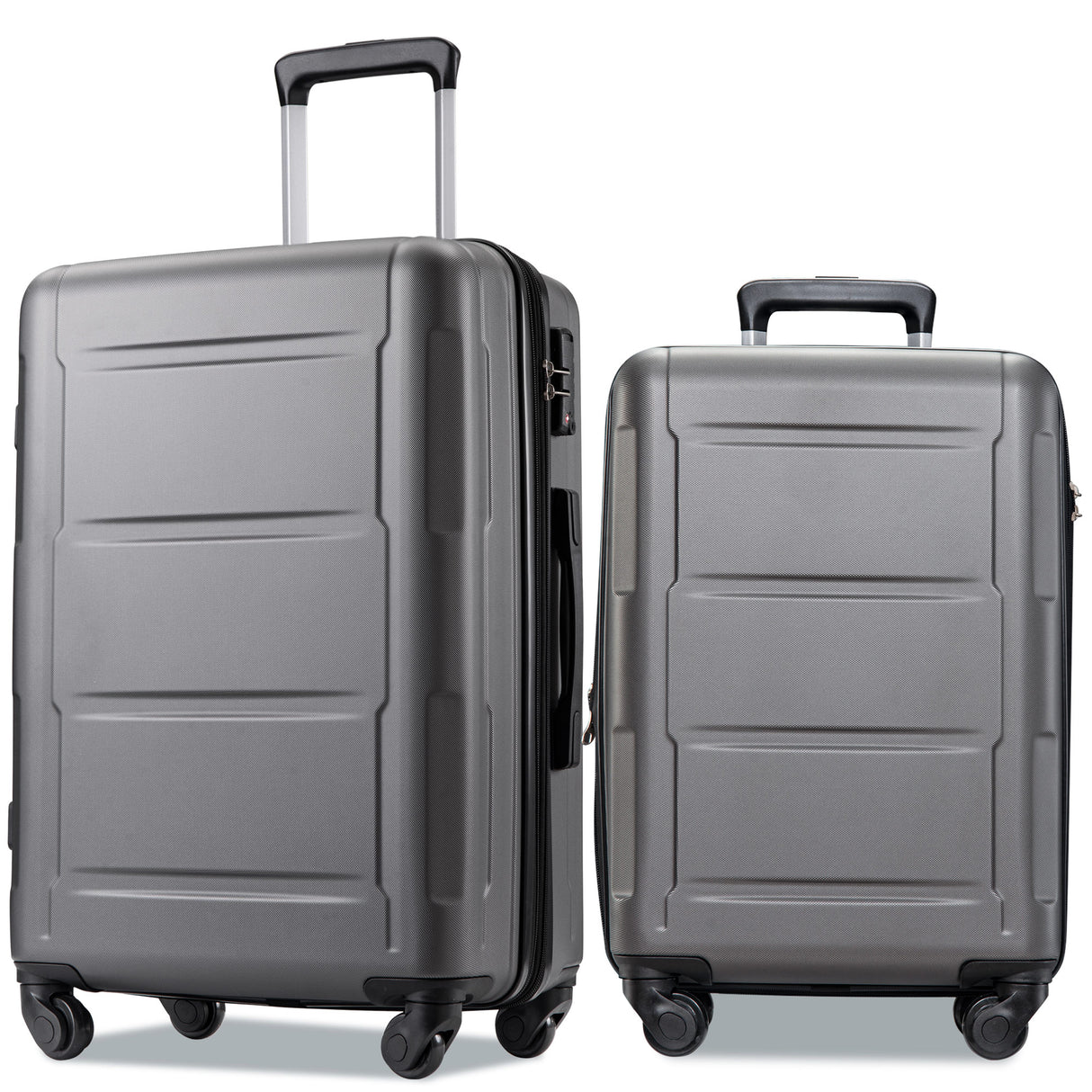Expanable Spinner Wheel 2 Piece Luggage Set ABS Lightweight Suitcase with TSA Lock 20inch+24inch Dark Gray + Plastic
