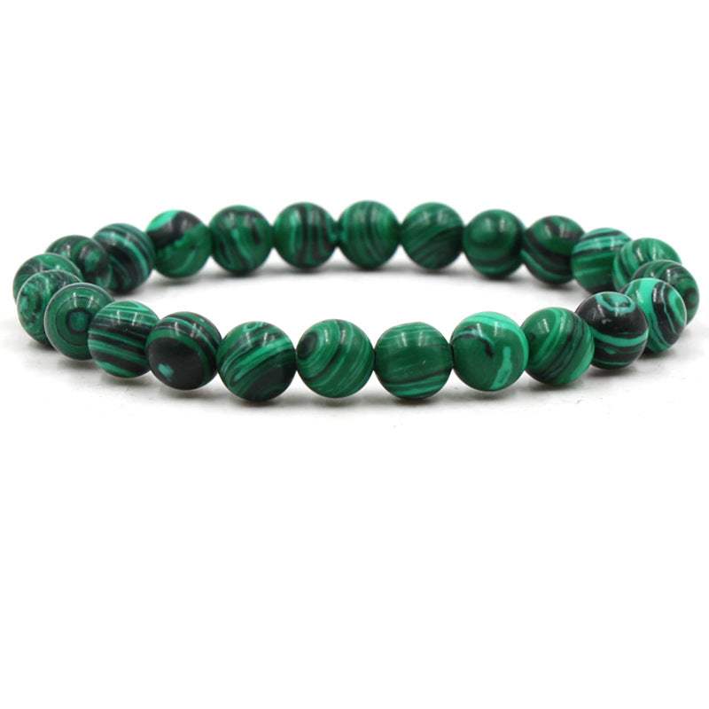 8mm matte black frosted stone malachite couple bracelet - V.I.P Digital Presence