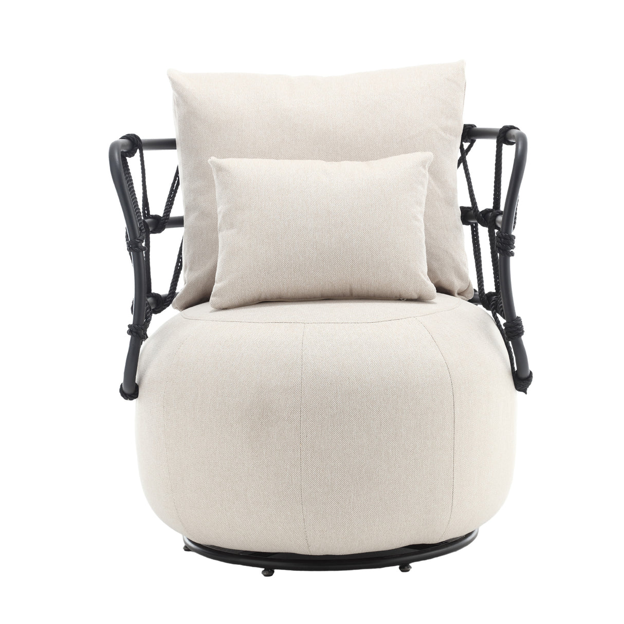 COOLMORE Upholstered Tufted Living Room Chair Textured Linen Fabric Accent Chair with Metal Stand - V.I.P Digital Presence