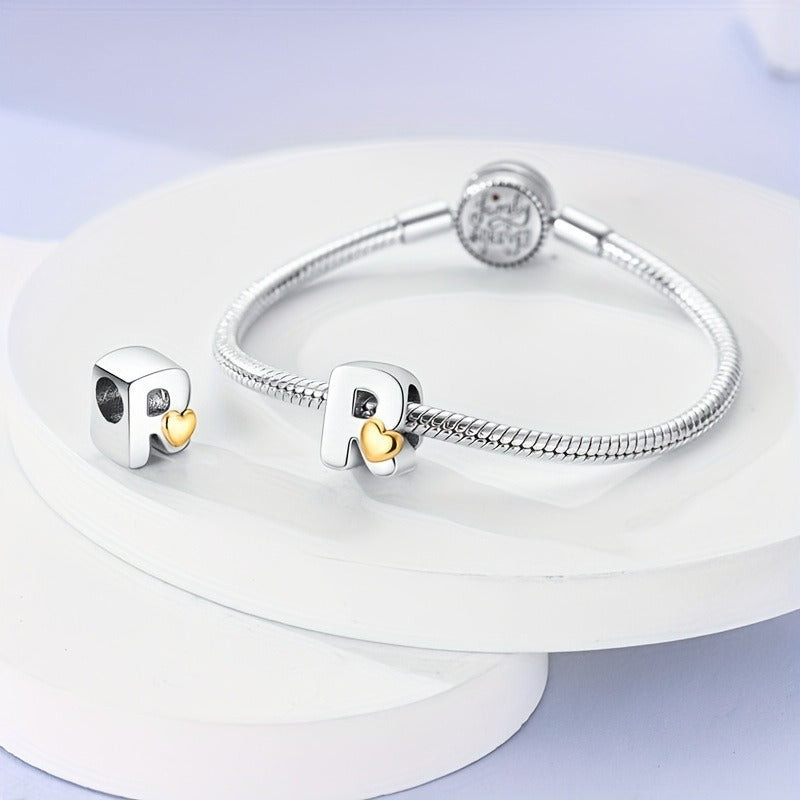 Copper Plated Silver English Letter Pendant Bead Bracelet Necklace Diy - V.I.P Digital Presence