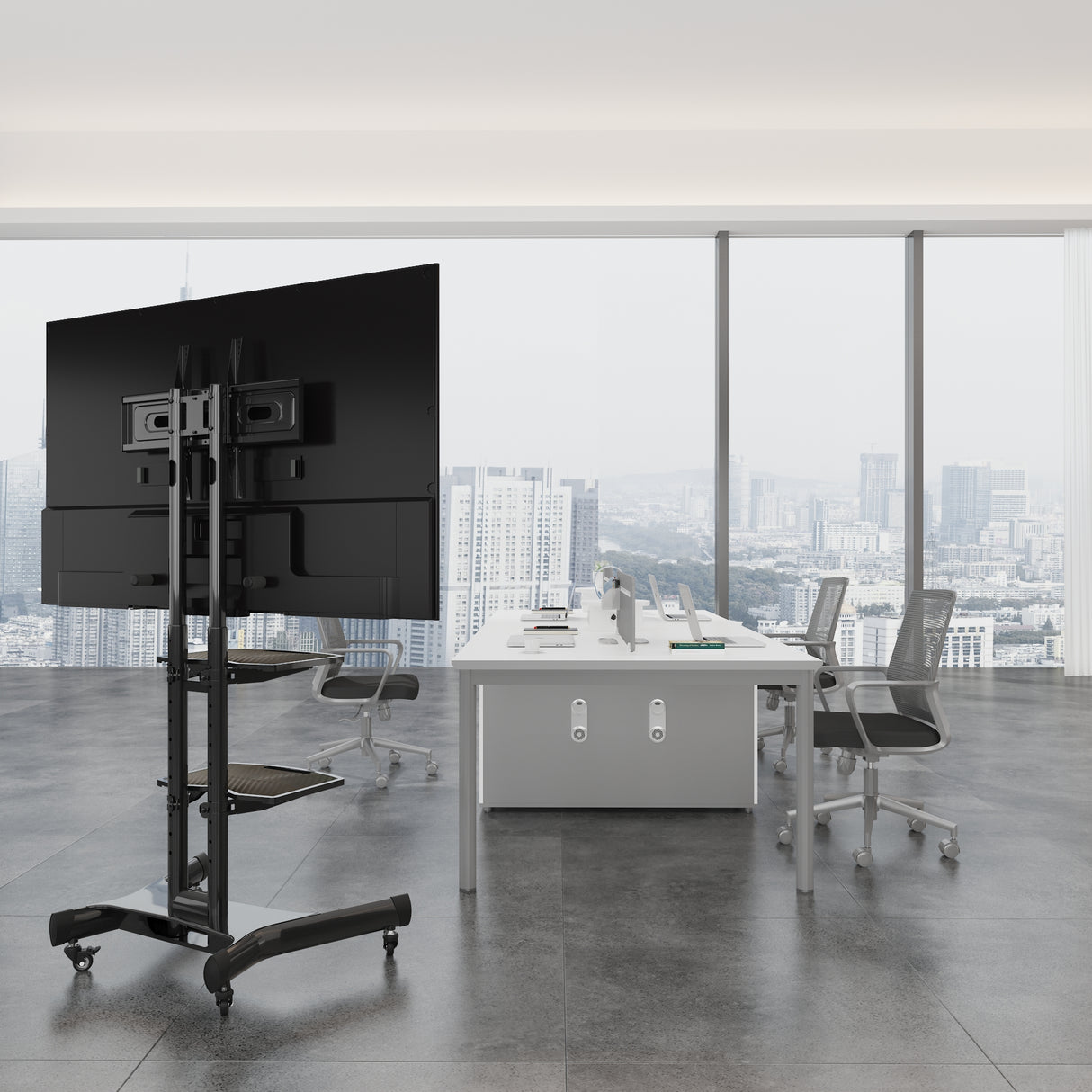 FANCO Universal Rotating TV Stand, suitable for 32-80 inch TVs, adjustable tilt height, maximum VESA 600x400mm (black) - V.I.P Digital Presence