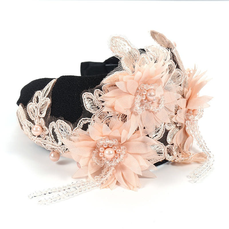 Fashionable handmade embroidery three-dimensional simulation crystal flower hair hoop - V.I.P Digital Presence
