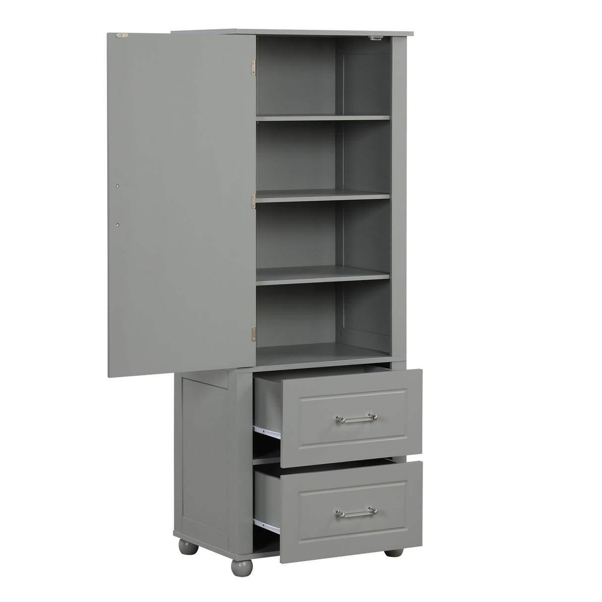 Tall Bathroom Storage Cabinet, Freestanding Storage Cabinet with Two Drawers and Adjustable Shelf, MDF Board , Grey - V.I.P Digital Presence