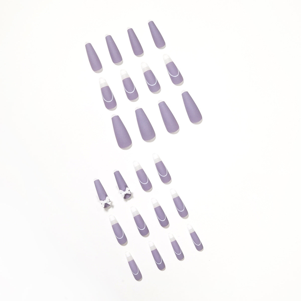 Rattan Purple French Bow Wear Manicure Finished Fake Nail Manicure Patch Nail Patch Removable Nail - V.I.P Digital Presence