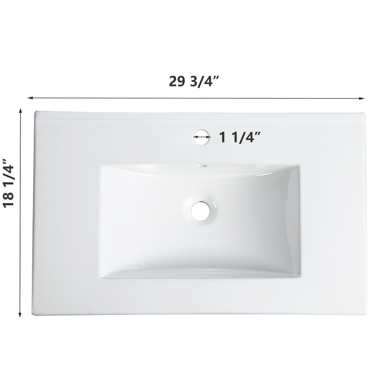 30 Inch Bathroom Ceramic Sink Basin, White - V.I.P Digital Presence