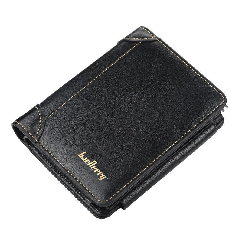 Wallet Men's Short Multi Card Position Three Fold Zipper Zero Wallet Fashion Thin Card Bag Men - V.I.P Digital Presence