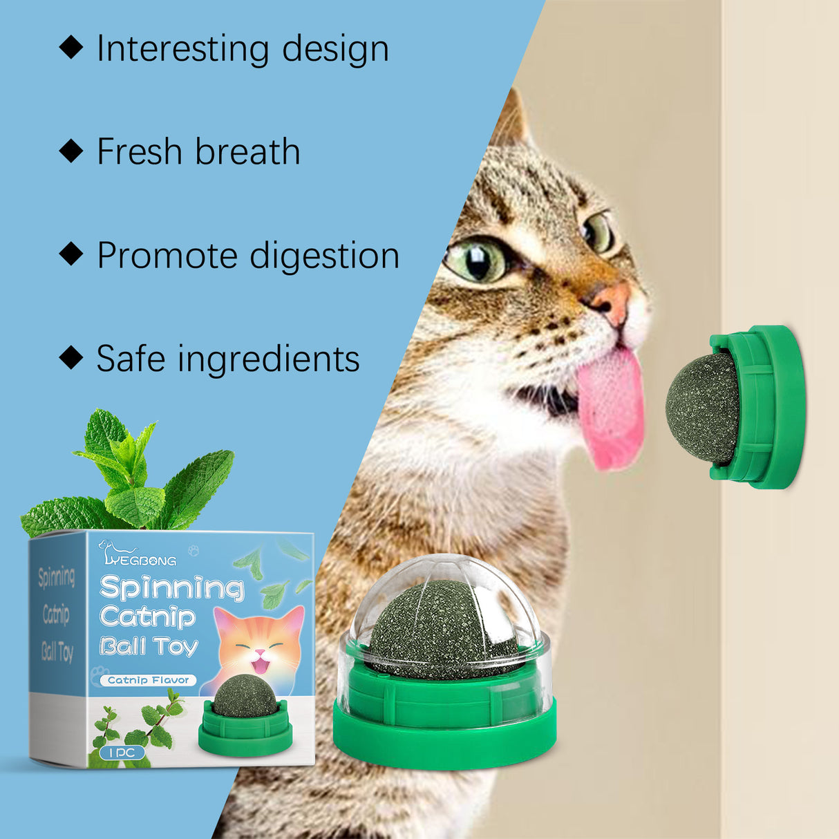Mint-Flavored Rotating Cat Ball Toy Chew Toy Tooth Cleaning Care Rotating Mint Ball - V.I.P Digital Presence