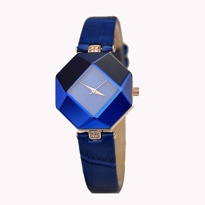 Women Watches Gem Cut Geometry Crystal Leather Quartz Wristwatch Fashion Dress Watch Ladies Gifts Clock Relogio Feminino 5 color - V.I.P Digital Presence