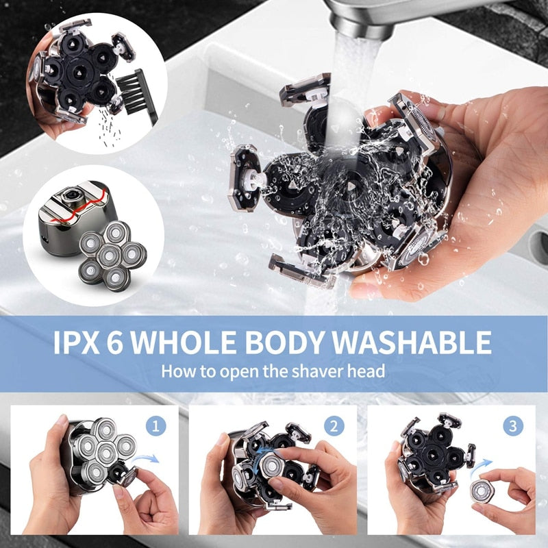 6in1 grooming kits electric shaver facial body electric razor for men beard wet dry rotary shaving machine bald rechargeable kit - V.I.P Digital Presence