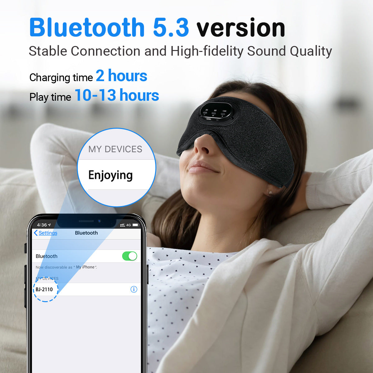 Bluetooth White Noise Milk Silk 3D Eye Socket Full Blackout Breathable Smart Music Sleep Mask - V.I.P Digital Presence