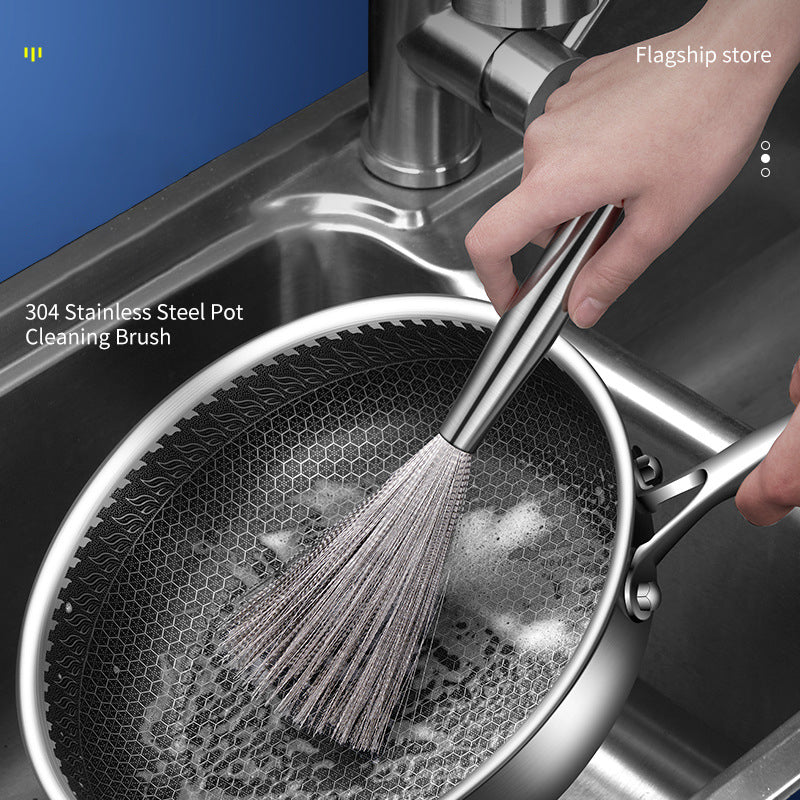 Stainless Steel Pot Brush Dishwashing Pot Brush Long Handle Household Cleaning - V.I.P Digital Presence