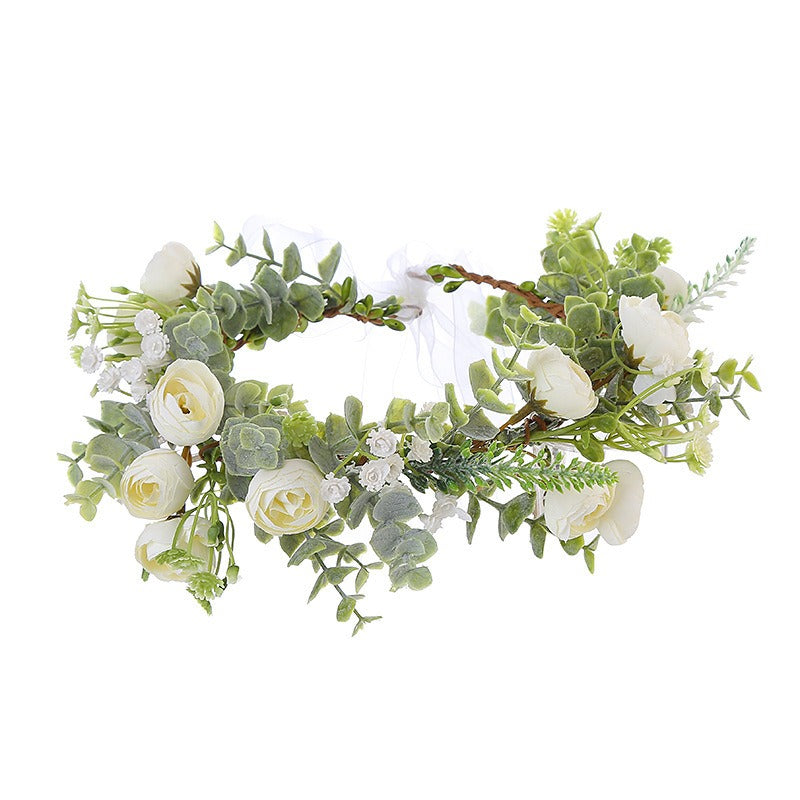 Forest style bride and bridesmaid flower wreath headband seaside vacation wreath headband - V.I.P Digital Presence