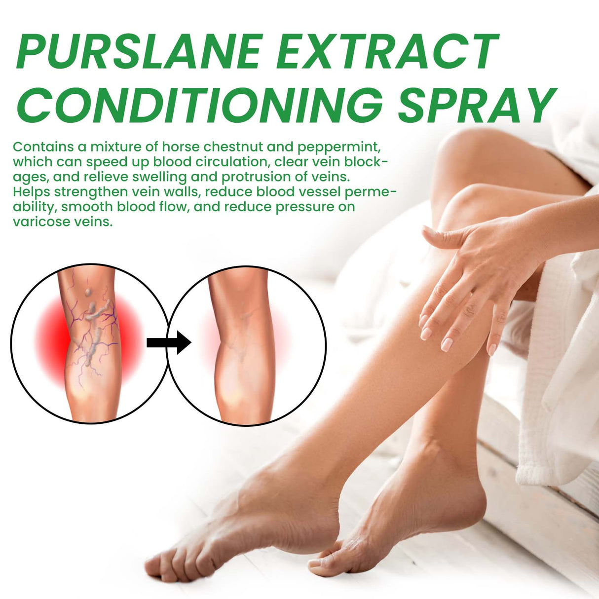 Purslane Extract Conditioning Spray, Repair Earthworm Leg Relieve Leg Soreness Vein Massage Care Spray - V.I.P Digital Presence