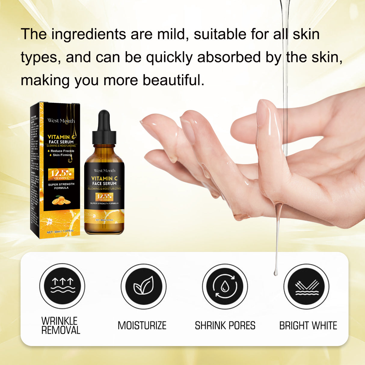 Vitamin C Face Essence For Reducing Fine Lines, Firming, Smoothing And Moisturizing Anti-Aging Skin Essence