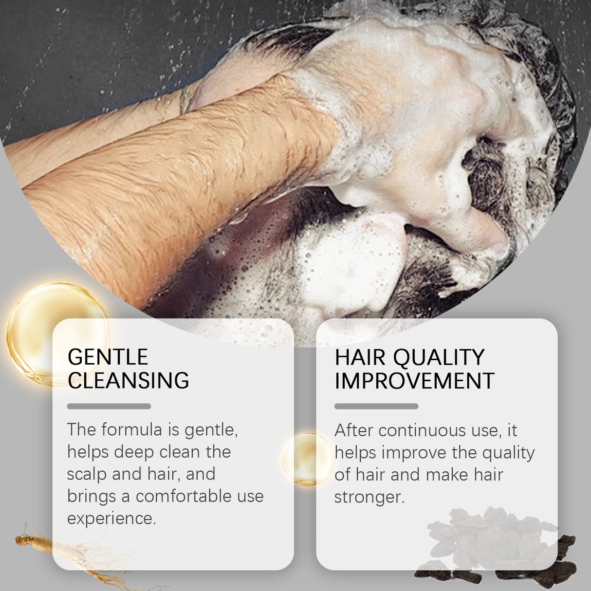 Men Bamboo Charcoal Black Hair Soap, Solid Hair Care, Clean Scalp, Smooth Black Hair Repair And Nourish Hair Roots - V.I.P Digital Presence