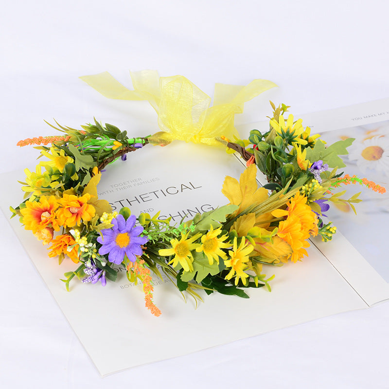 Flower garland scenic spot birthday wedding best friend bridesmaid headband small chrysanthemum flower wreath headwear - V.I.P Digital Presence