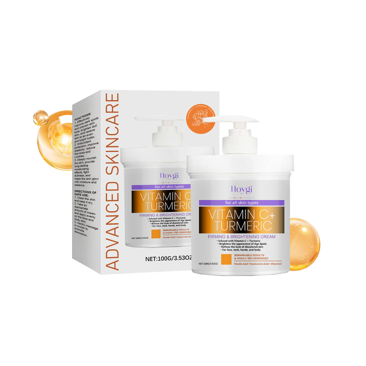 Turmeric Vitamin C Firming And Brightening Cream Hydrates, Moisturizes, Nourishes And Moisturizes Skin And Beautifying Body Cream