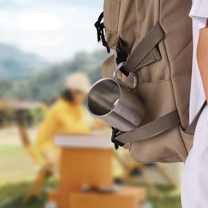 Outdoor mountaineering button, water cup, trip, camping, portable button, 201 stainless steel material - V.I.P Digital Presence