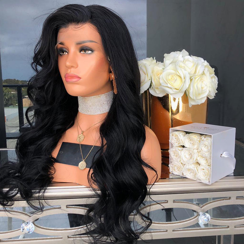 Hair Body Wave Lace Front Wigs for Women Black Color Synthetic Hair Glueless Lace Wigs with Natural Hairline - V.I.P Digital Presence