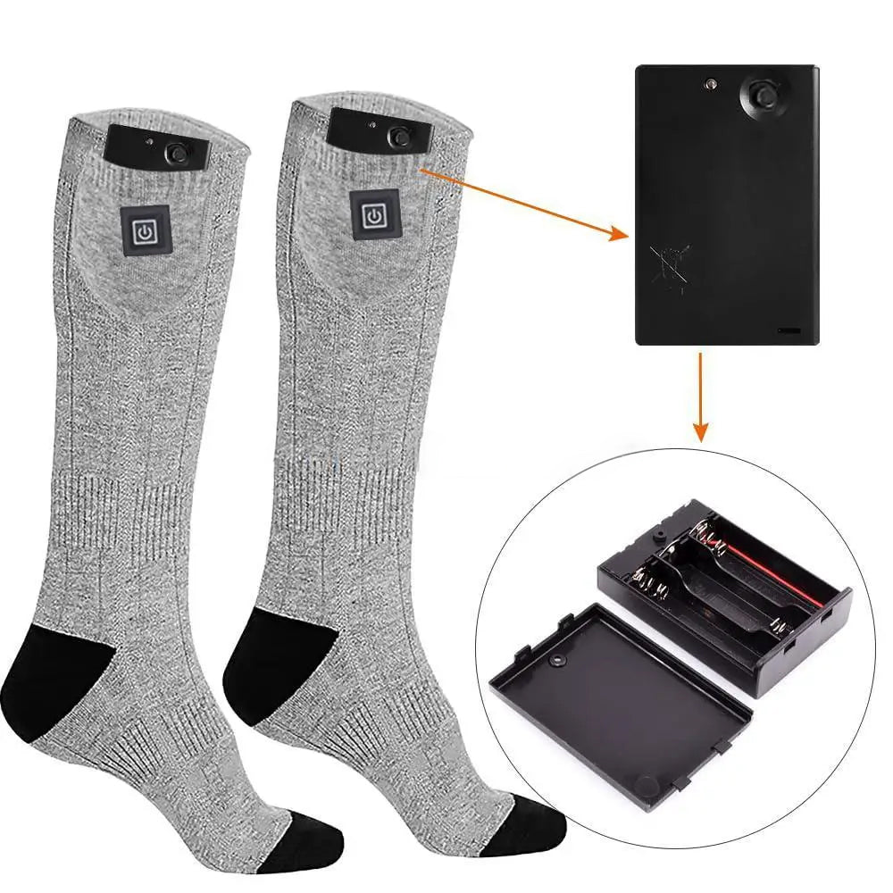 Winter Electric Heating Socks With Battery Box Rechargeable Anti-Cold Men Thermal Heated Foot Warmer Outdoor Camping Ski Sports - V.I.P Digital Presence