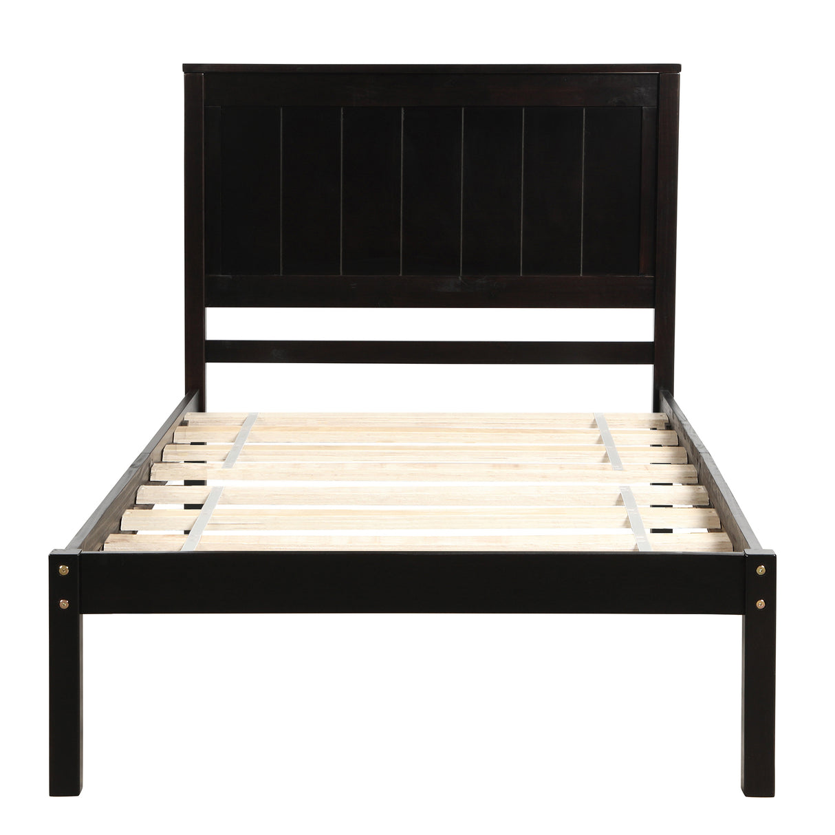 Platform Bed Frame with Headboard, Wood Slat Support, No Box Spring Needed Twin Espresso