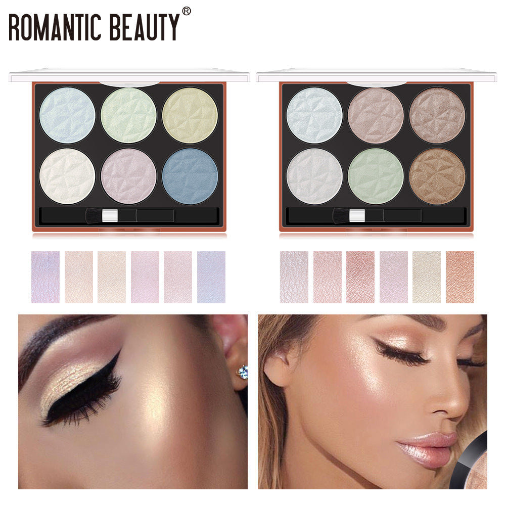 Romantic Beauty 6-Color Highlighter Repair Pearl Not Easy To Take Off Makeup Makeup Finishing Highlighter - V.I.P Digital Presence