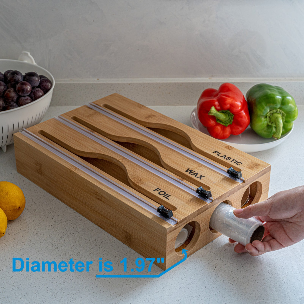 Simple wall-mounted bamboo and wood cling film cutter kitchen supplies multi-grid multi-layer scribing knife two-way cutter - V.I.P Digital Presence