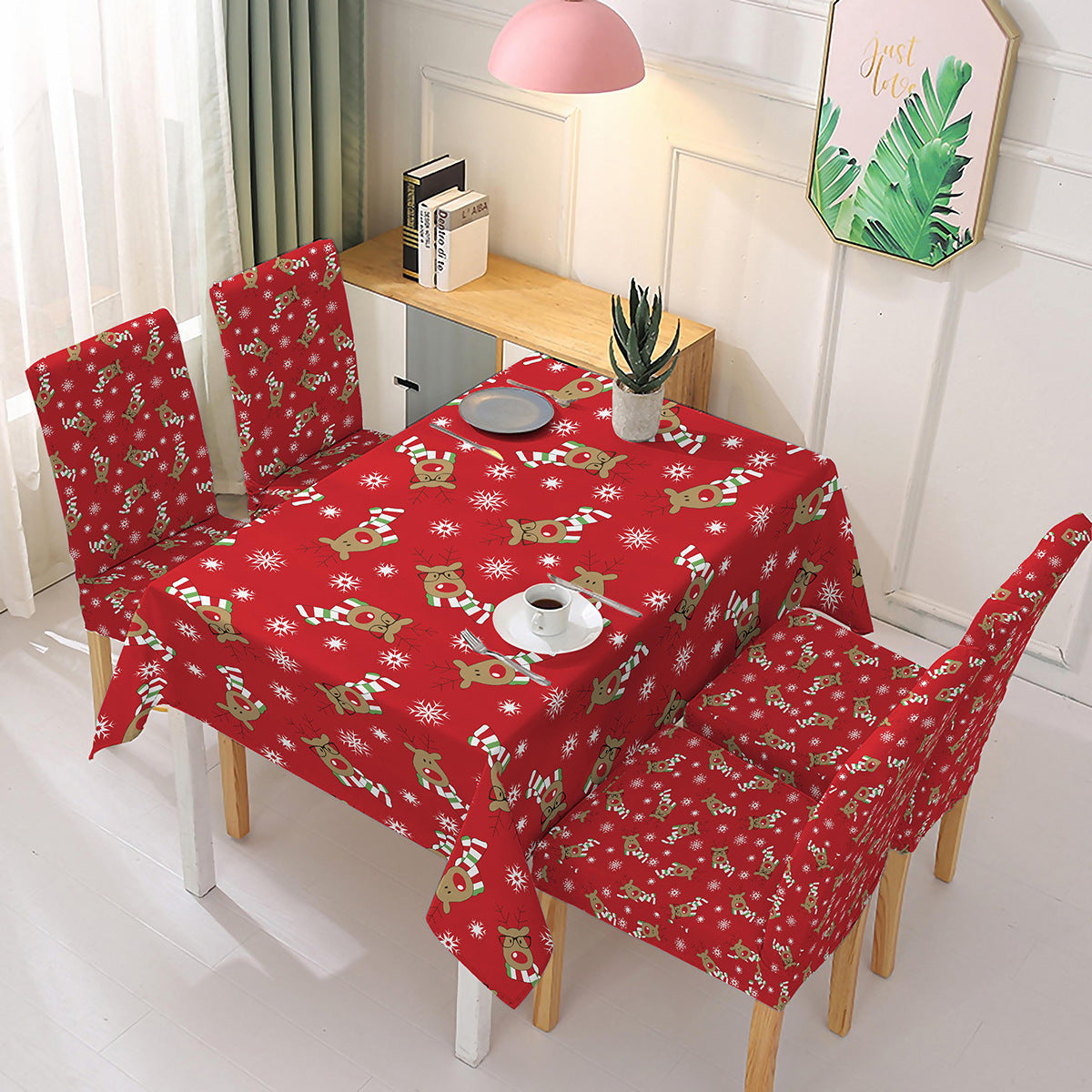 Christmas new polyester waterproof tablecloth one-piece printed chair cover festive decoration cartoon Santa Claus - V.I.P Digital Presence