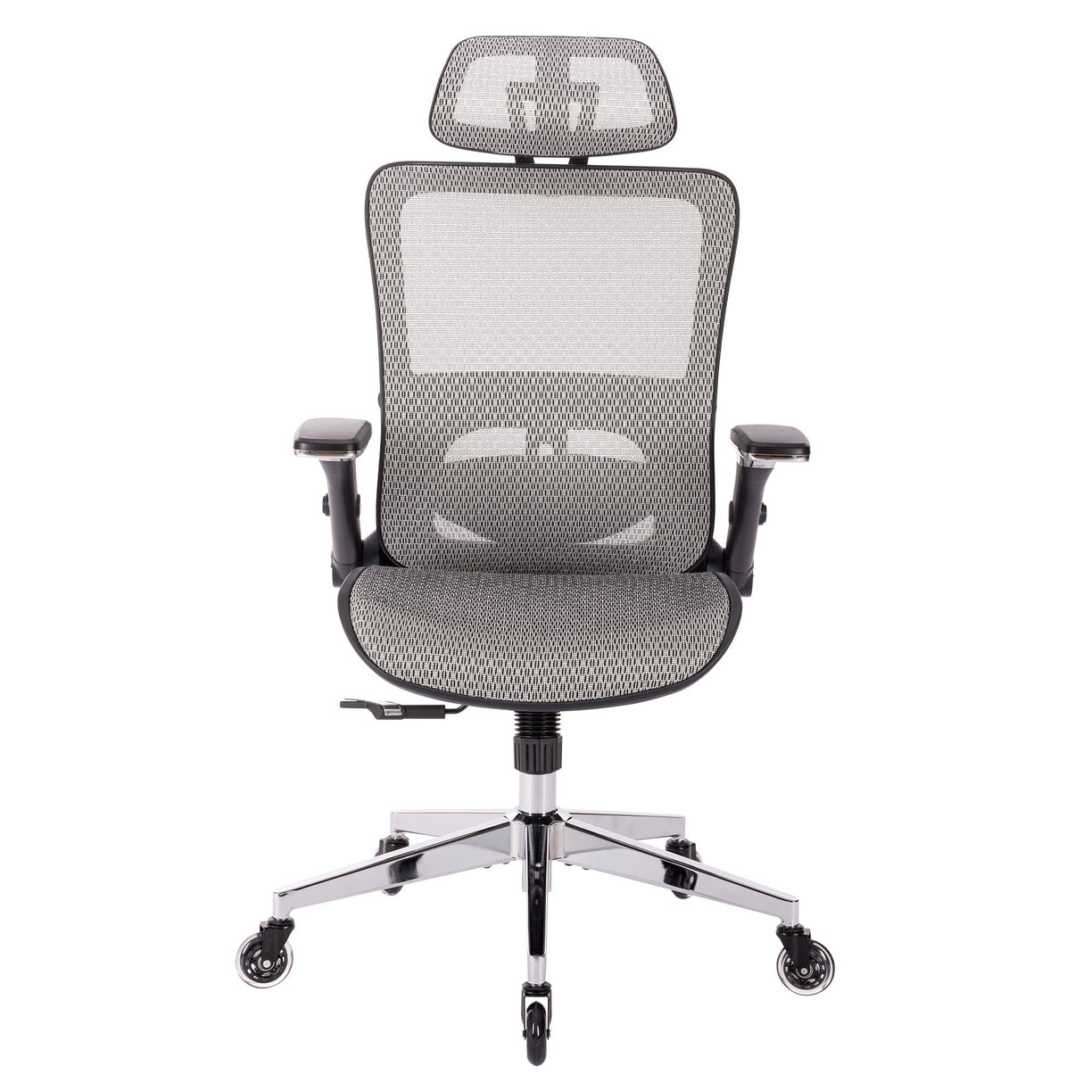 GREY Ergonomic Mesh Office Chair High Back - Adjustable Headrest with Flip-Up Arms
