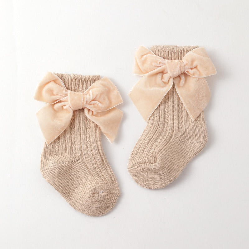 Calcetines gruesos de aguja para bebé, calcetines de otoño e invierno, calcetines cortos de longitud media para niños y niñas, calcetines de felpa de princesa