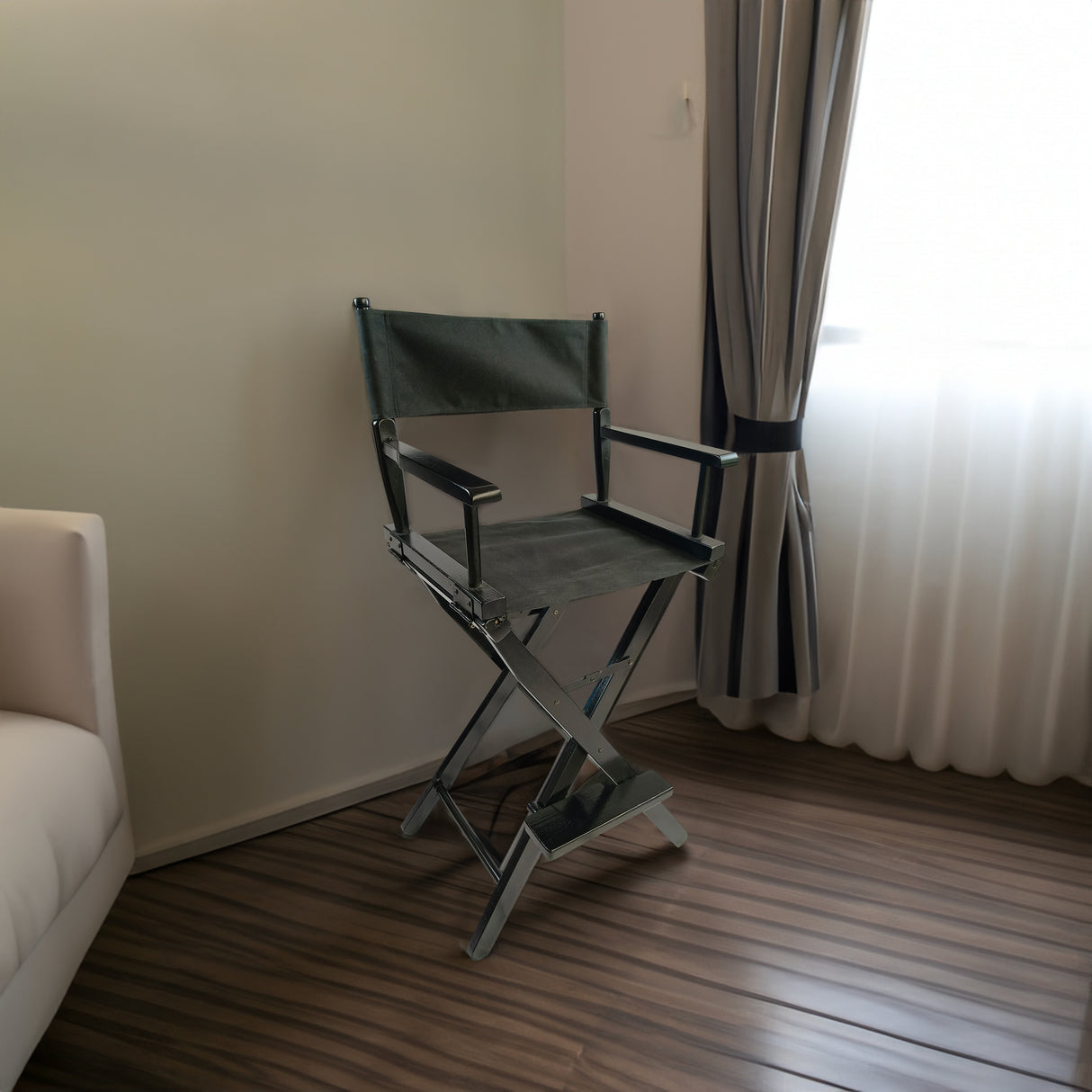 Casual Home Director's Chair, Black Frame/Black Canvas,Suitable for adults, foldable style, 2pcs/set populus - V.I.P Digital Presence