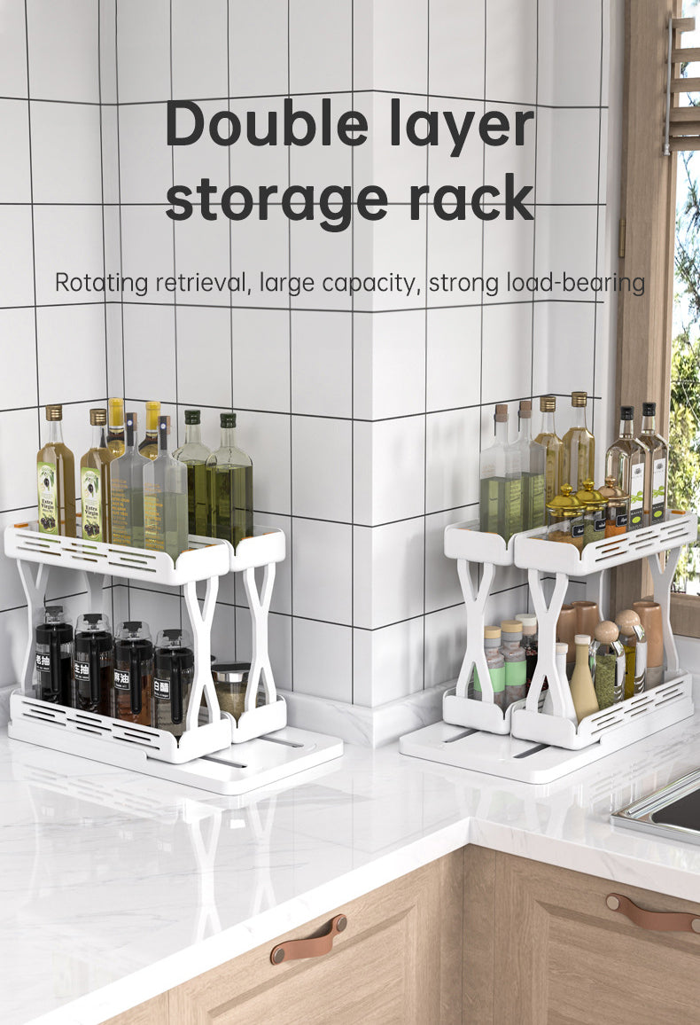 Pull out Rotating Spice Rack Organizer for Cabinet Rotate Makeup Organizer Slide Bottle Box Holder Plastic Seasoning Spice Rack - V.I.P Digital Presence