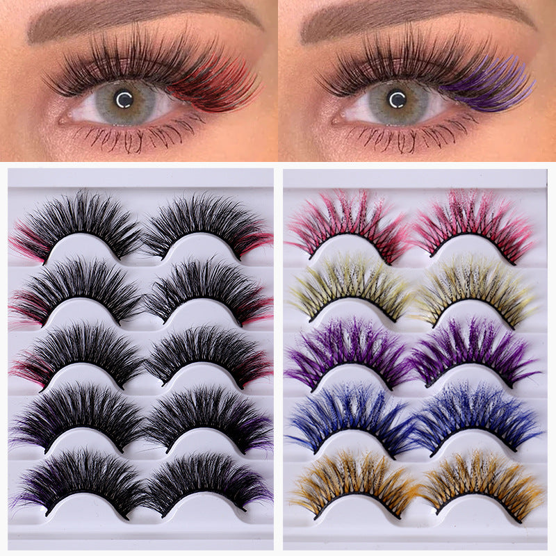 Colorful Fried 5 Pairs Of False Eyelashes Multi-Layer Thick Cross Mink Hair Eyelashes 8D FLUFFY - V.I.P Digital Presence