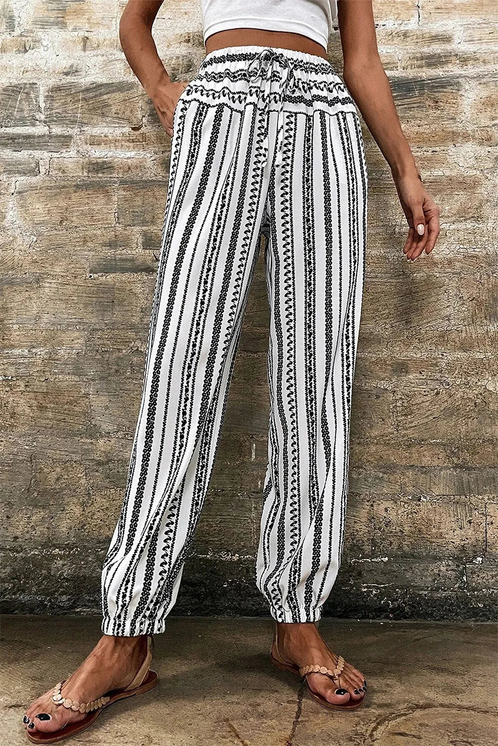 Printed Elastic Waist Pants - V.I.P Digital Presence