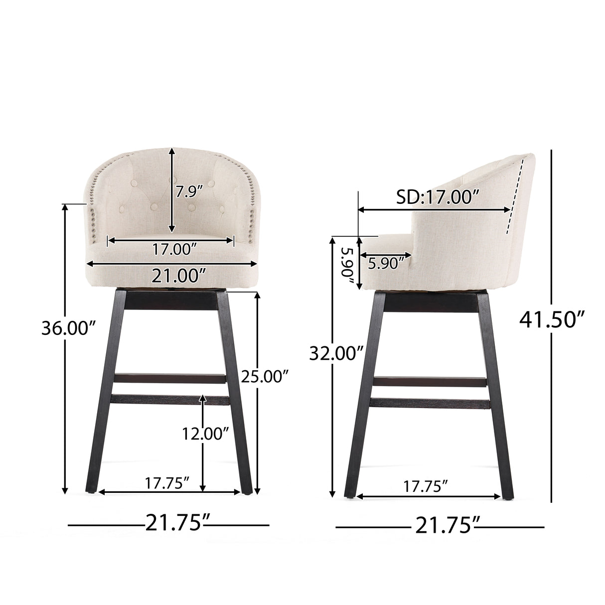 OGDEN KD SWIVEL BARSTOOL( SET OF 2 ) - V.I.P Digital Presence
