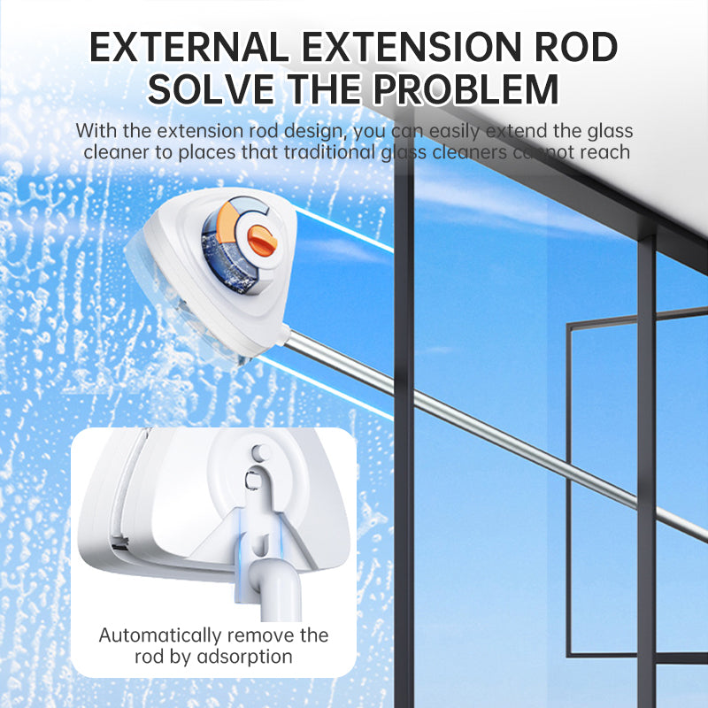 New magnetic glass cleaner with extended pole and double-sided water storage for high-rise home use. - V.I.P Digital Presence
