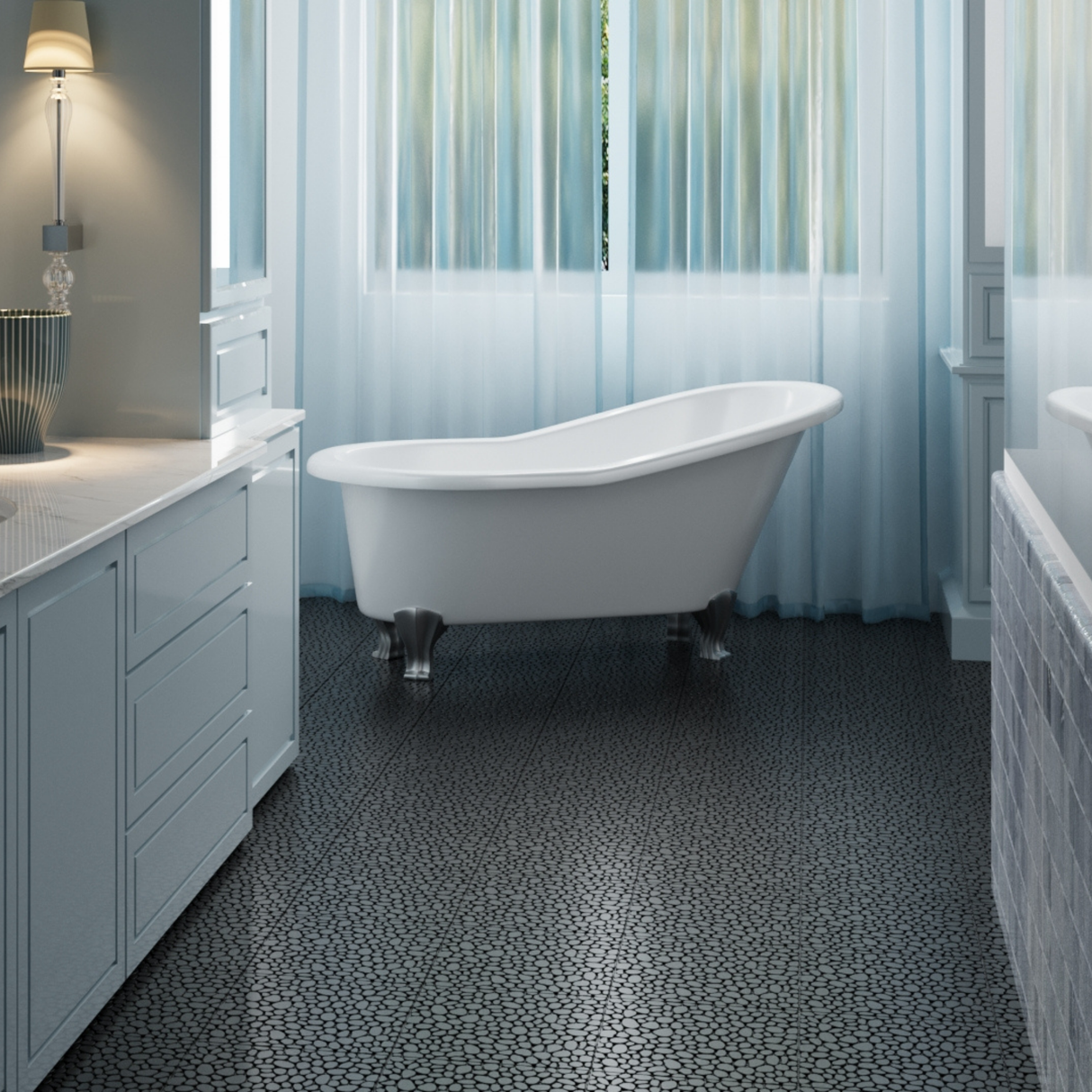 12 x 12 inch black interlocking deck tiles, plastic waterproofing, pebble pattern, pack of 12 - V.I.P Digital Presence