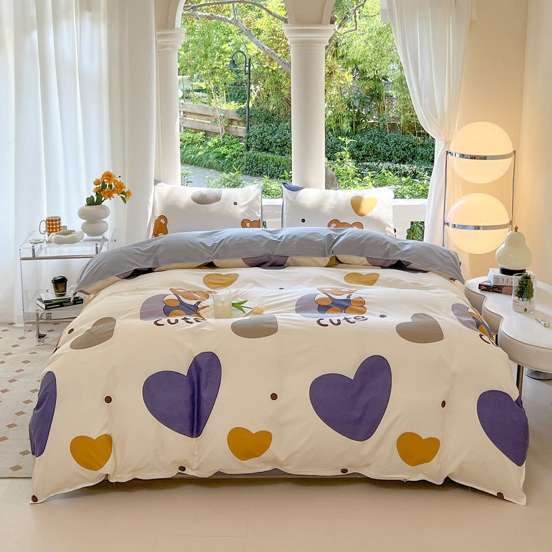 Cartoon Four-Piece Set Fresh Autumn and Winter Single Student Dormitory Bedding Sheet Three-Piece Set Single Quilt Cover - V.I.P Digital Presence