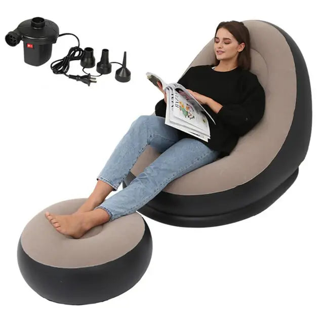 Inflatable Air Mattress Lazy Sofa Deck Chair Comfortable Leg Stool Rest Single Beanbag for home and Outdoor Use - V.I.P Digital Presence