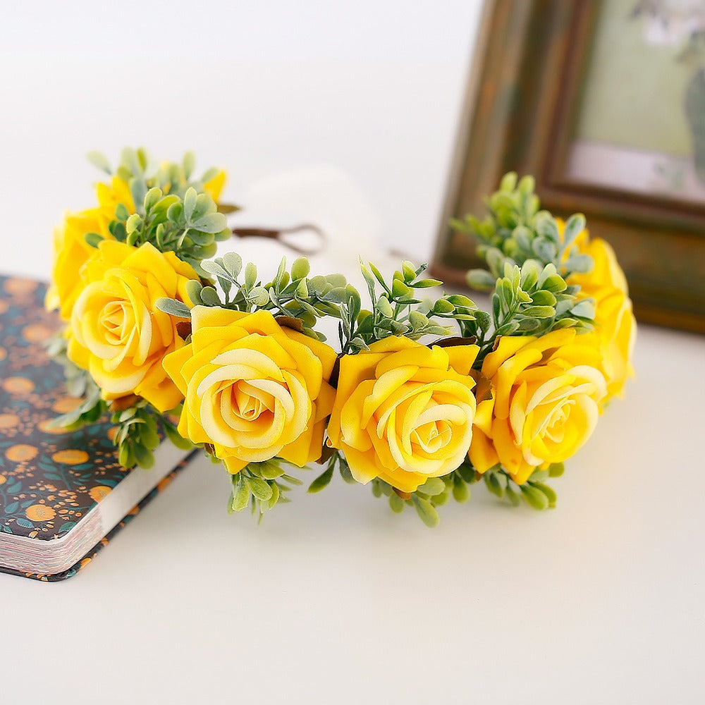 Handmade flower wreaths seaside vacation wedding accessories velvet adjustable hair accessories - V.I.P Digital Presence