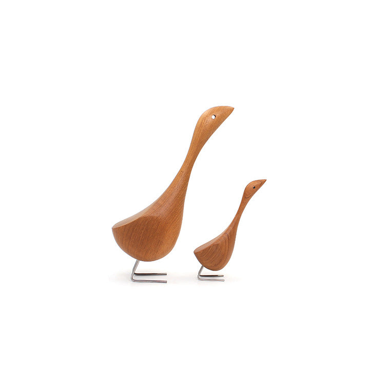 Swan Wooden Figurine Creative Desktop Home Decor Wood Carved Goose Craft Carving Nordic Figurine - V.I.P Digital Presence