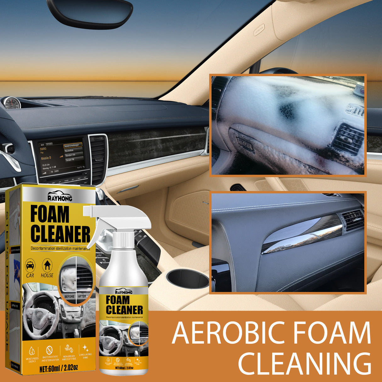 Car Interior Foam Cleaner, Wash Free Decontamination Seat Ceiling Instrument Panel Foam Cleaner - V.I.P Digital Presence